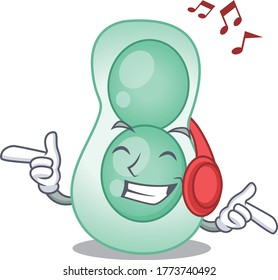 Serratia marcescens Cartoon design concept listening music