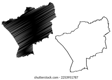 Serrinha municipality (Bahia state, Municipalities of Brazil, Federative Republic of Brazil) map vector illustration, scribble sketch Serrinha map