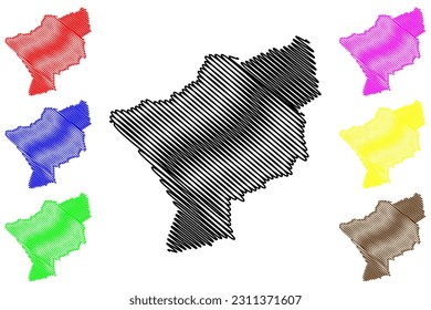Serrinha municipality (Bahia state, Municipalities of Brazil, Federative Republic of Brazil) map vector illustration, scribble sketch Serrinha map