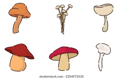 Sert of different colored mushroom icons Vector