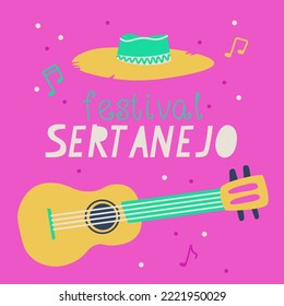 Sertanejo music festival banner. Vector illustration.
