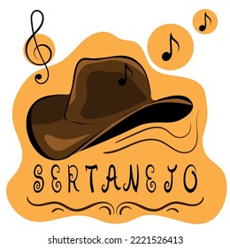 Sertanejo Vector Illustration Hand-drawn design on white Background.
