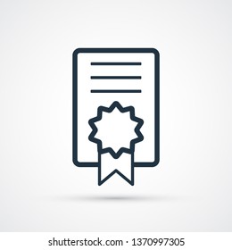 Sertificate license icon trendy flat line symbol. Vector eps 10