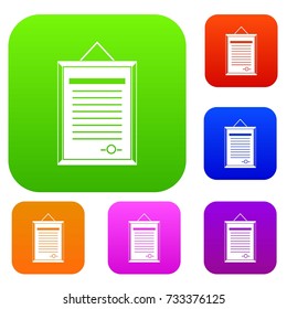 Sertificate set icon color in flat style isolated on white. Collection sings vector illustration