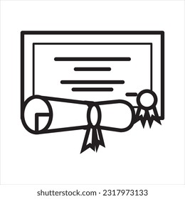 Icono de graduación sertivada Educación vectorial, grado académico. Señales, colección de símbolos de esquema, iconos simples de línea delgada para sitios web, diseño web, aplicación móvil, icono de graduación simple