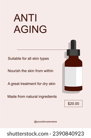 Serum Anti Aging Benefit Skincare New Product Sale Advertisement Template Vector
