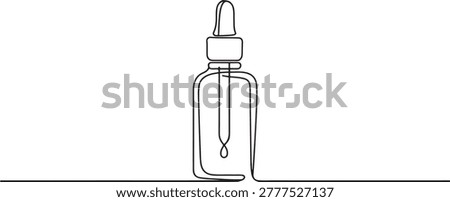 Serum bottle with a dropper, one line drawing.one line Art icon drawing vector
