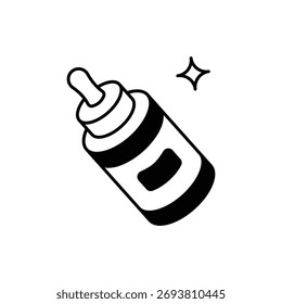 Icono de botella de suero limpio y Ilustración vectorial moderna