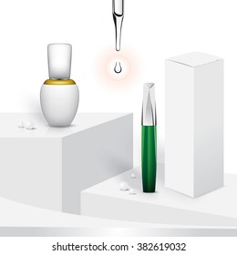 serum bottle on white background