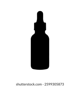Serum bottle silhouette icon vector flat design on white background.