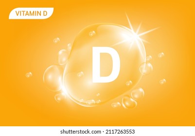 Serum collagen vitamin D, Orange drop water. Vitamin complex with Chemical formula from nature. Beauty treatment nutrition skin care design. Medical and scientific concepts. 3D Realistic Vector EPS10.