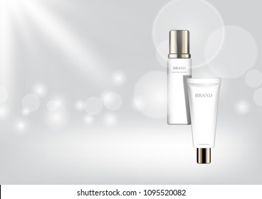 Serum and cream with white shining light and bokeh