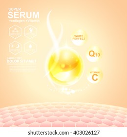 serum drop and vitamin beauty skincare vector concept cosmetic for skin.