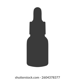 Serum dropper cosmetic bottle silhouette isolated vector illustration. Body and skincare beauty product
