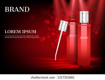 Serum and dropper with red spotlight and bokeh