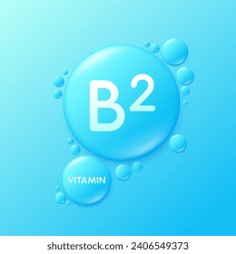 Serum drops water gel blue vitamin B2. For cosmetic design beauty care. Hyaluronic acid and collagen lotion. Vitamins complex liquid oil jelly from nature treatment nutrition skin care. Vector.