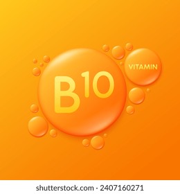 Serum drops water gel orange vitamin B10. For cosmetic design beauty care. Hyaluronic acid and collagen lotion. Vitamins complex liquid oil jelly from nature treatment nutrition skin care. Vector.