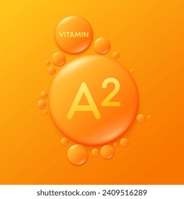 Serum drops water gel orange vitamin A2. For cosmetic design beauty care. Hyaluronic acid and collagen lotion. Vitamins complex liquid oil jelly from nature treatment nutrition skin care. Vector.