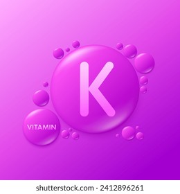 Serum drops water gel purple vitamin K. For cosmetic design beauty care. Hyaluronic acid and collagen lotion. Vitamins complex liquid oil jelly from nature treatment nutrition skin care. Vector.