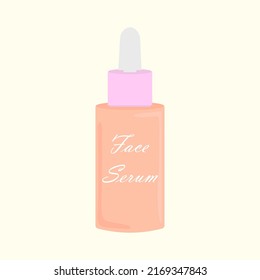 Serum for the face against wrinkles and for moisturizing the skin. Vector illustration with elements of facial care, oil with pipette