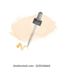 Serum for face skin isolated on white background. Watercolor vector illustration for cards, polygraphy, social media, highlight covers, textyle design.