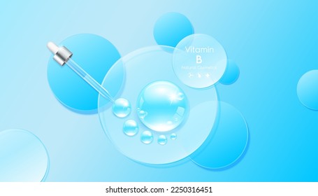 Serumgeltropfen auf transparenten Kreisscheiben. Kosmetische Mittel schauen Vitamin B. Leichte, strukturierte Feuchtigkeitscreme im Gesicht Serum klare Hautpflegemittel Flüssigkeit und Sonnencreme. Kosmetische Anzeige Podiumanzeigen. 3D-Vektorgrafik.