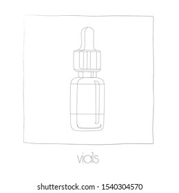 Serum glass jar in black and white lines