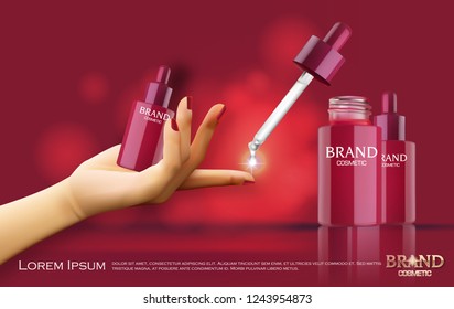 serum  with a hand holding product.