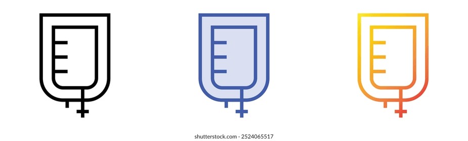 Icono de suero. Lineal, relleno azul y diseño de estilo degradado aislado sobre fondo blanco