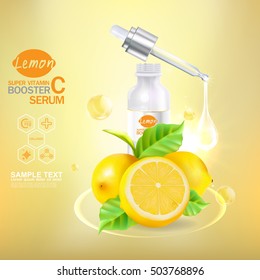 Serum Lemons Extract Vitamin and Collagen for Skin Background Concept Skin Care Cosmetic.