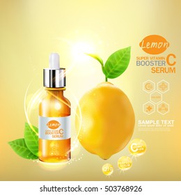 Serum Lemons Extract Vitamin and Collagen for Skin Background Concept Skin Care Cosmetic.