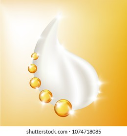 Serum and milk drop for beauty concept. Vector.