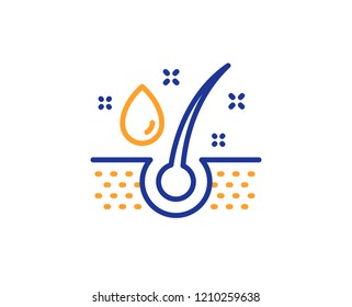 Serum Oil Drop Line Icon. Hair Care Sign. Colorful Outline Concept. Blue And Orange Thin Line Color Icon. Serum Oil Vector