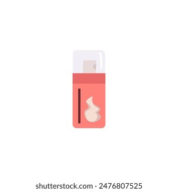 Serum pump bottle, cosmetic pink plastic pump dispenser bottle for foam cream or gel vector flat illustration. Skin care tube product packing isolated. Makeup, moisturizer or hygiene essence container