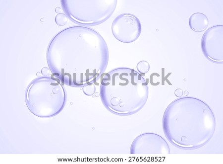 Serum, retinol water drops of liquid or collagen on purple background. beauty product, moisture, skincare colorful bubbles. skin care cosmetic hydration spots solution. vector design.