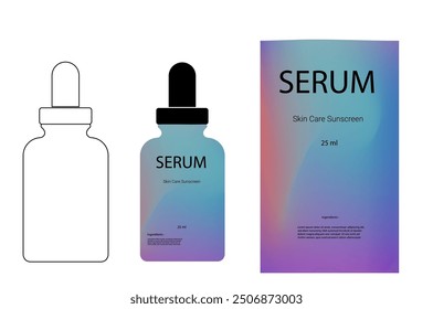 serum skin care packaging template with grdaient color style