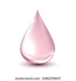 Serum texture, water drop on white background. vitamins collagen serum for beauty skin care cosmetics. medical scientific concepts. pink droplet vector design.