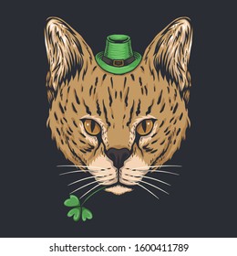 Serval cat St. patrick's day vector illustration for your company or brand