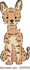 Serval illustration rough cute kawaii