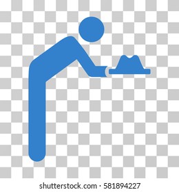 Servant With Hat vector pictogram. Illustration style is a flat iconic cobalt symbol on a transparent background.