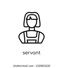 servant icon. Trendy modern flat linear vector servant icon on white background from thin line Hotel collection, outline vector illustration