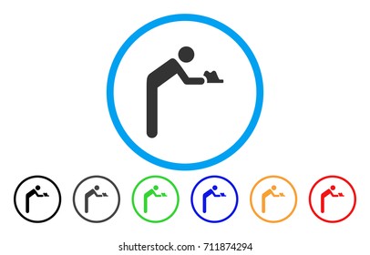 Servant Person rounded icon. Vector illustration style is a grey flat iconic servant person symbol inside a circle. Additional color variants are black, grey, green, blue, red, orange.