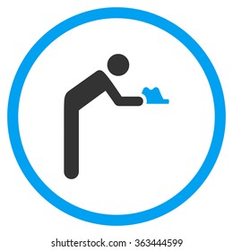 Servant Person vector icon. Style is bicolor flat circled symbol, blue and gray colors, rounded angles, white background.