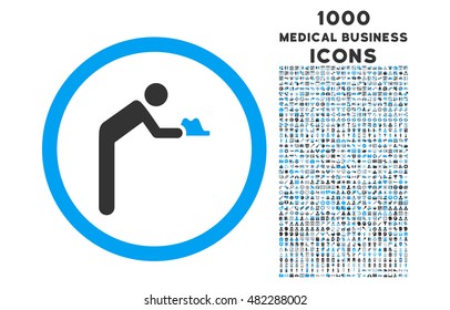 Servant rounded vector bicolor icon with 1000 medical business icons. Set style is flat pictograms, blue and gray colors, white background.