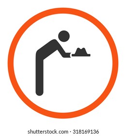 Servant vector icon. This rounded flat symbol is drawn with orange and gray colors on a white background.