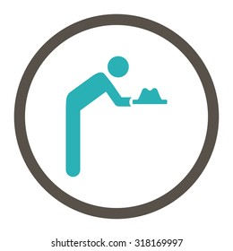Servant vector icon. This rounded flat symbol is drawn with grey and cyan colors on a white background.
