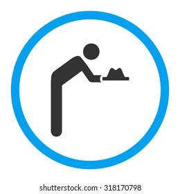 Servant vector icon. This rounded flat symbol is drawn with blue and gray colors on a white background.