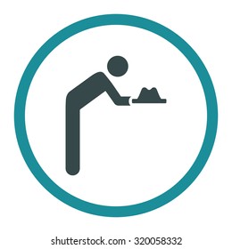 Servant vector icon. This rounded flat symbol is drawn with soft blue colors on a white background.