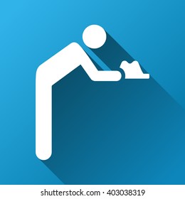 Servant vector toolbar icon for software design. Style is a white symbol on a square blue background with gradient long shadow.