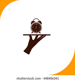 Serve Clock sign. Brown icon on white background